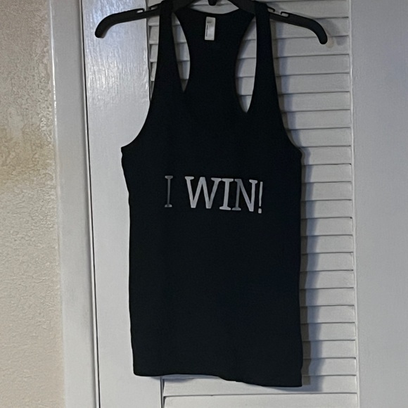 🤩 $5 SALE! 🤩 American Apparel “I Win!” black racerback tank - Picture 1 of 6